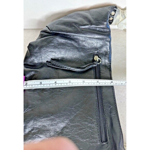 Vegan Leather Black Banana Shoulder Hobo Bag Chain Handle 14x7 - Picture 6 of 10